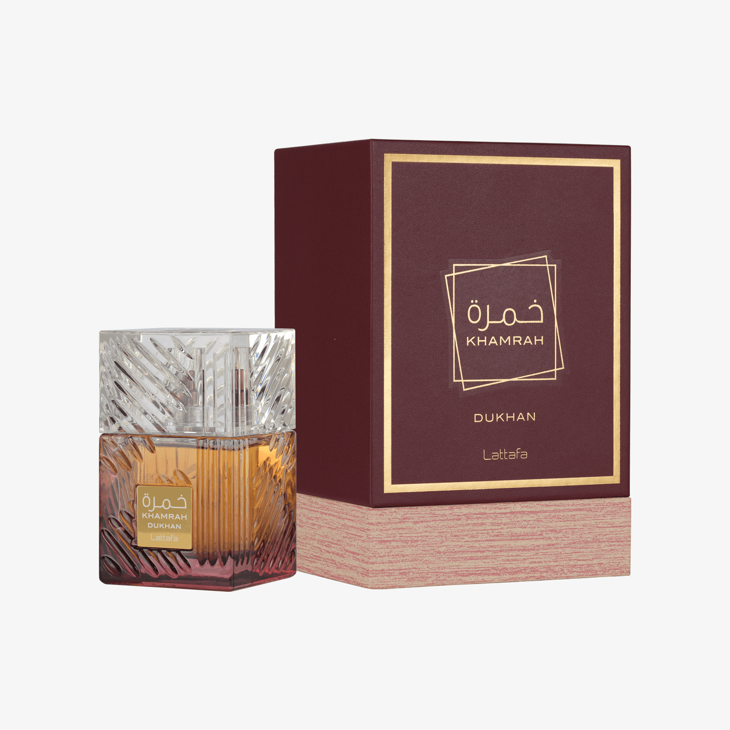 Lattafa Khamrah Dukhan box packaging
