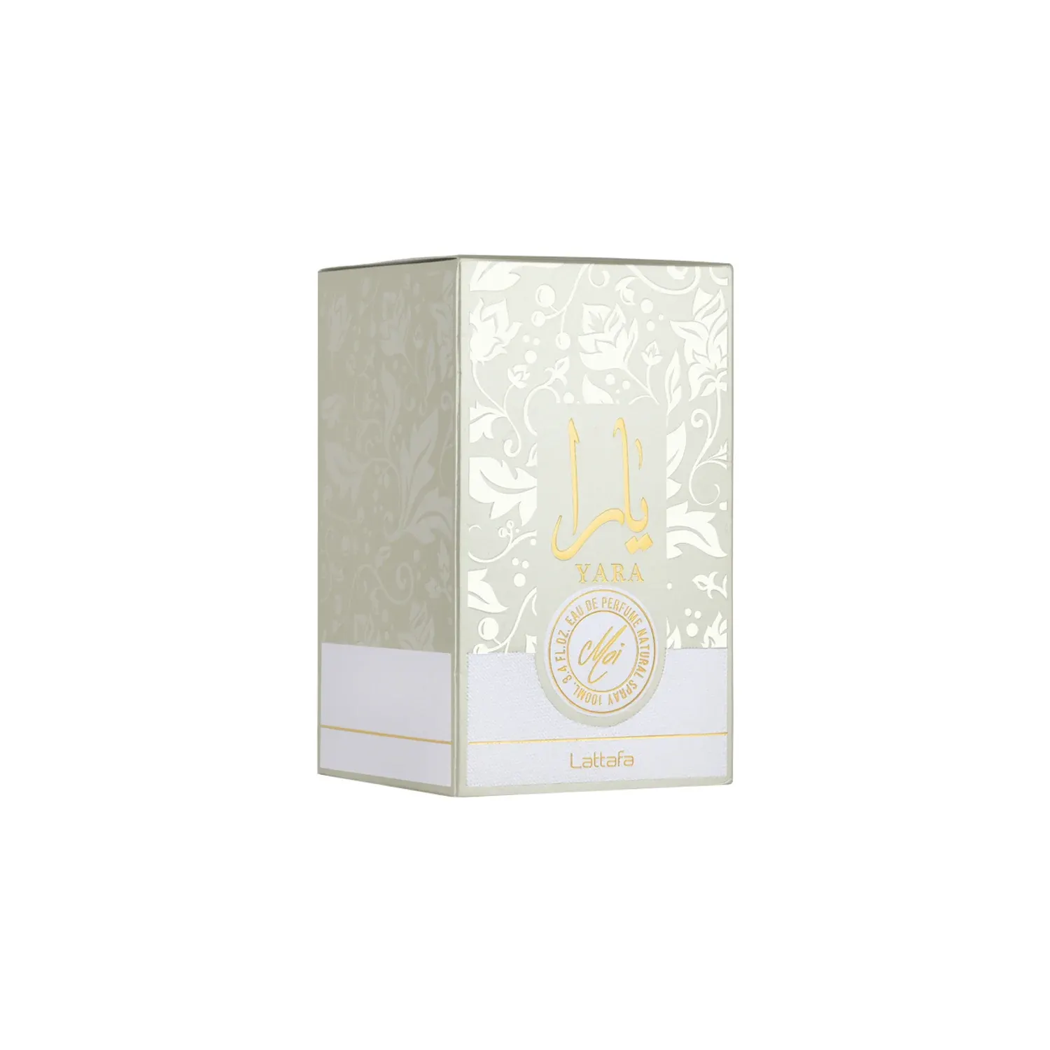 Lattafa Yara Moi bottle in soft pink light